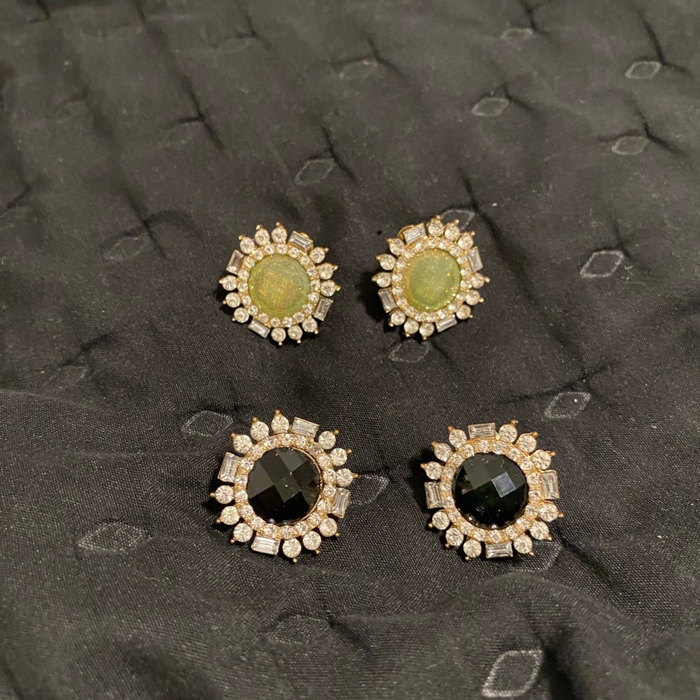 Elegant Gold and Black Stud Earrings